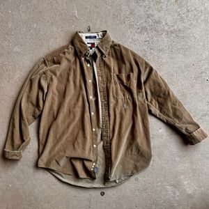 Tommy Hilfiger Tan Corduroy Button Up